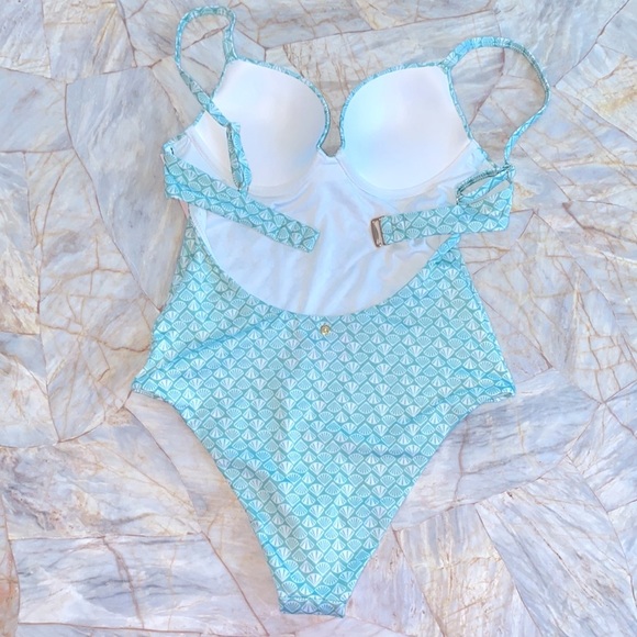 Victoria’s Secret Swim Sexy Tee Push-up One Piece Aqua Swim Suit XL NEW - Picture 10 of 11